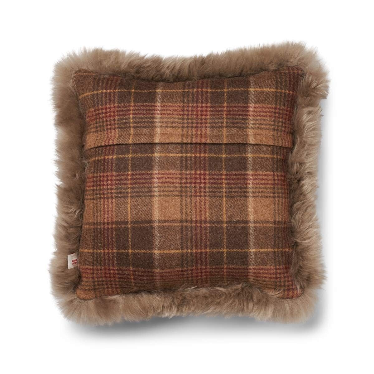 Checked Collection | Uldpude | Langhåret | Dobbeltsidet | 52x52 cm | 34x52 cm Kakao–Mørkebrun/Taupe