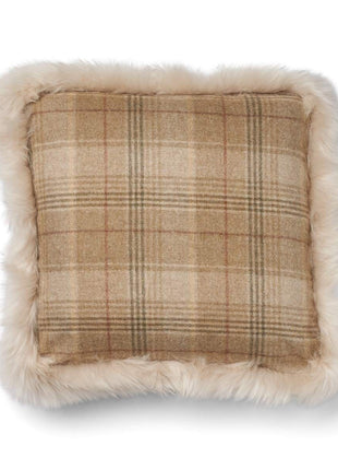 Dobbeltsidet pude | Langhåret | 52x52 cm Sand-beige / Beige