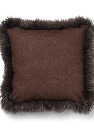 Pude af uld | Langhåret | 52x52 cm | 34x52 cm Brun / Valnød Brun