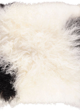 Lammeskindspude | Langhåret | 40x40 cm Hvid / Sort / Mix