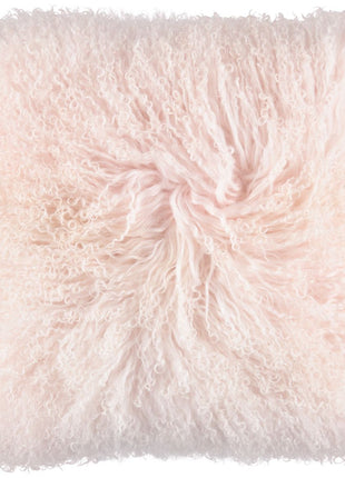 Lammeskindspude | Langhåret | 40x40 cm Lyserød