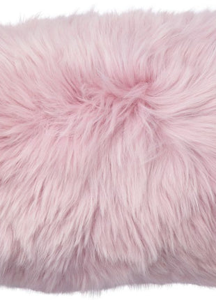 Lammeskindspude | Langhåret | Dobbeltsidet | 25x50 cm Koral Lyserød