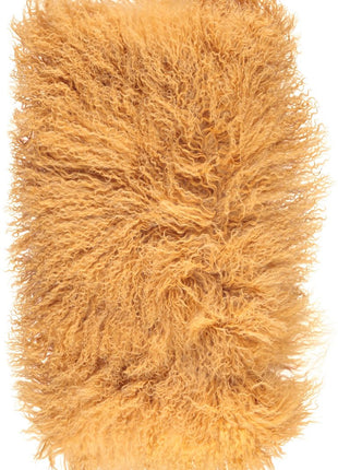 Lammeskindspude | Langhåret | 28x56 cm Gul