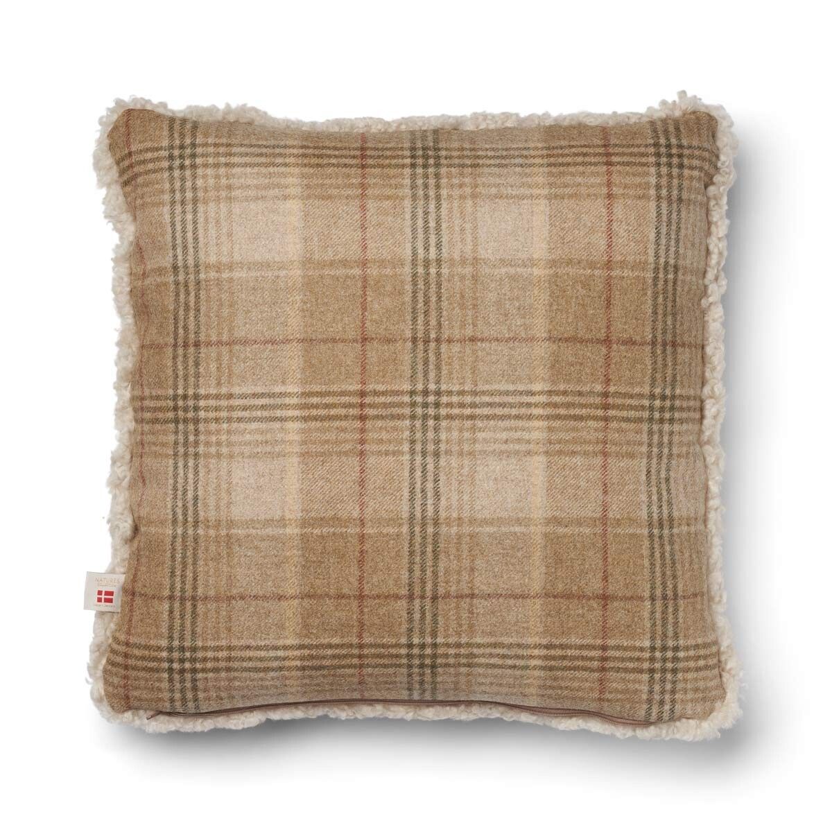 Checked Collection | Uldpude | Korthåret | 52x52 cm | 34x52 cm Sand-beige/Pearl