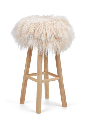 Betræk til barstol/skammel | Krøllet | Tibet | D35 cm Gylden Hvid