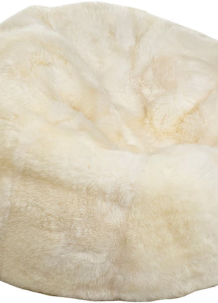 Sækkestol | Lammeskind | Langhåret | 73x74 | 92x93 cm Hvid