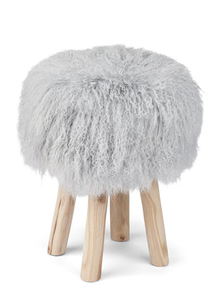 Betræk til barstol/skammel | Krøllet | Tibet | D35 cm Lysegrå