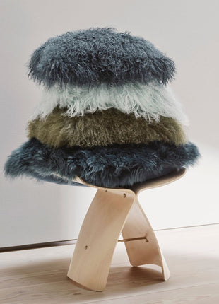 Lammeskindspude | Langhåret | 28x56 cm Gylden Hvid