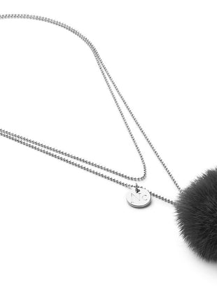 Halskæde Pom Pom Mørke Grå