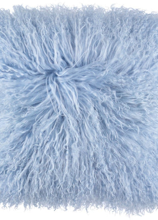 Lammeskindspude | Langhåret | 40x40 cm Lyseblå