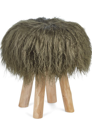 Betræk til barstol/skammel | Krøllet | Tibet | D35 cm Mørkegrøn