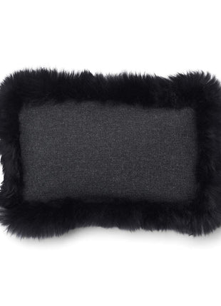 Pude af uld | Langhåret | 52x52 cm | 34x52 cm Koksgrå / Sort