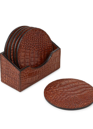 Croco Coaster | Kalvelæder | 6 stk. | D10 cm