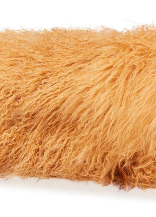 Lammeskindspude | Langhåret | D20xL52 cm Gul