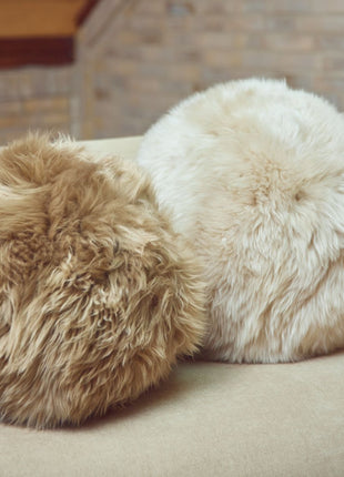 Angelite Pude | Lammeskind | Langhåret | New Zealand | Ø30 | Ø25 | Ø35 Sort