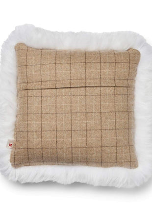 Dobbeltsidet pude | Langhåret | 52x52 cm Tern / Beige / Hvid