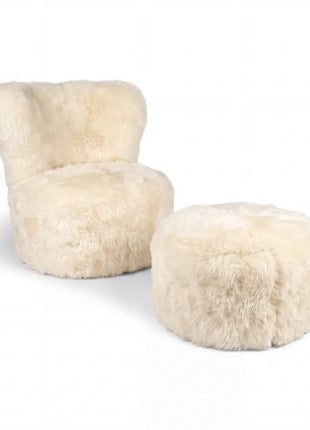 Skandi Footrest | Langhåret Lammeskind | New Zealand Beige