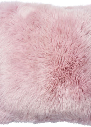 Lammeskindspude | Langhåret | Dobbeltsidet | 45x45 cm Koral Lyserød
