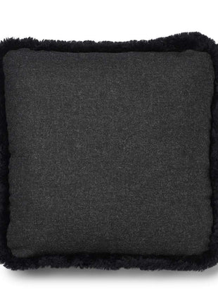 Lammeskindspude | Korthåret | 52x52 cm Koksgrå / Sort