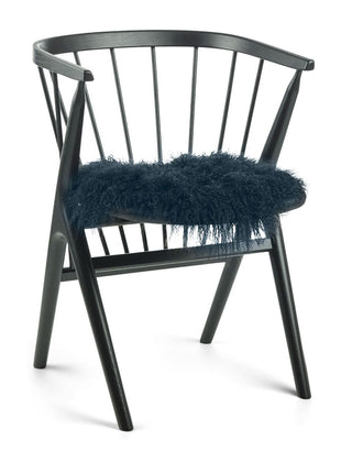 Sædehynde | Lammeskind | Langhåret | D38 cm Marineblå