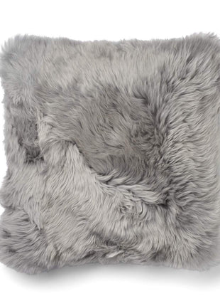 Pude af uld | Langhåret | 52x52 cm Tern - Grå/Lysegrå