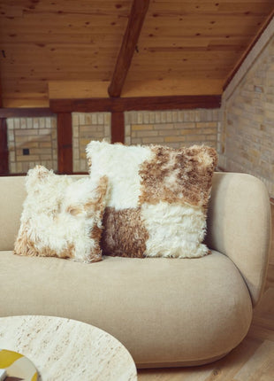 Lammeskindspude | Korthåret | Toscana | Dobbeltsidet Brun / Beige Mix