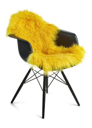 Lammeskind premium | Krøllet | Tibet | 85x50 cm Citron Gul