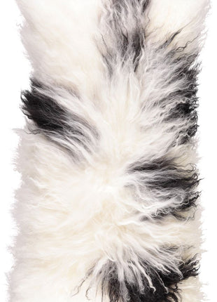 Lammeskindspude | Langhåret | 28x56 cm Hvid / Sort / Mix