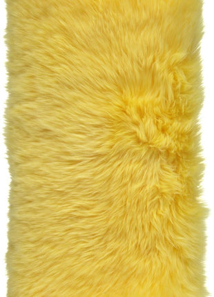 Lammeskindspude | Langhåret | 28x56 cm Citron Gul