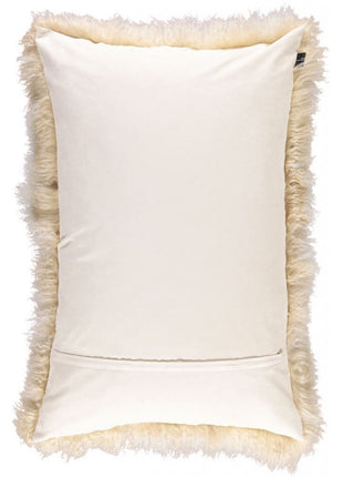 Lammeskindspude | Langhåret | 60x90 cm Gylden Hvid