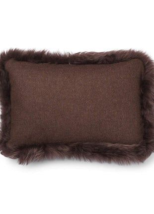 Pude af uld | Langhåret | 52x52 cm | 34x52 cm Brun / Chocolade 