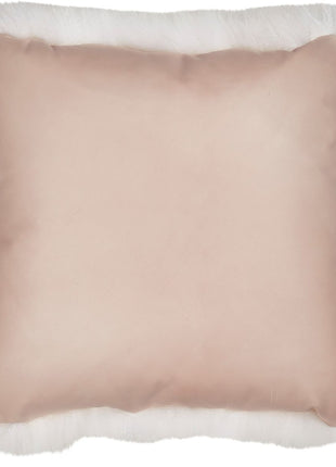 Lammeskindspude | Langhåret | Læderbagside | 50x50 cm Hvid