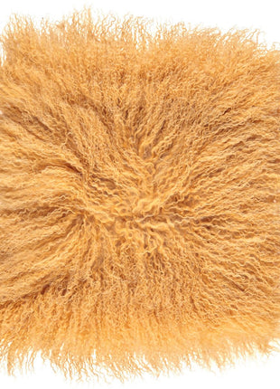 Lammeskindspude | Langhåret | 40x40 cm Gul
