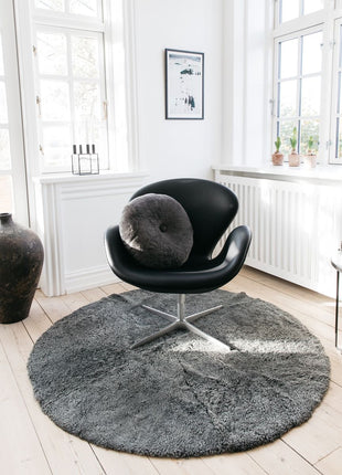 Korthåret Designtæppe af Lammeskind | D180 cm Grå