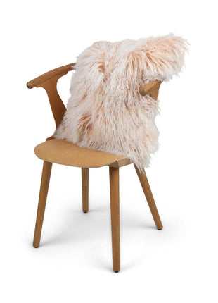 Lammeskindspude | Krøllet | Tibet | 50x50 cm Gylden Hvid