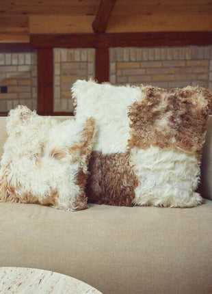 Lammeskindspude | Korthåret | Toscana | Dobbeltsidet Sort/Hvid Mix