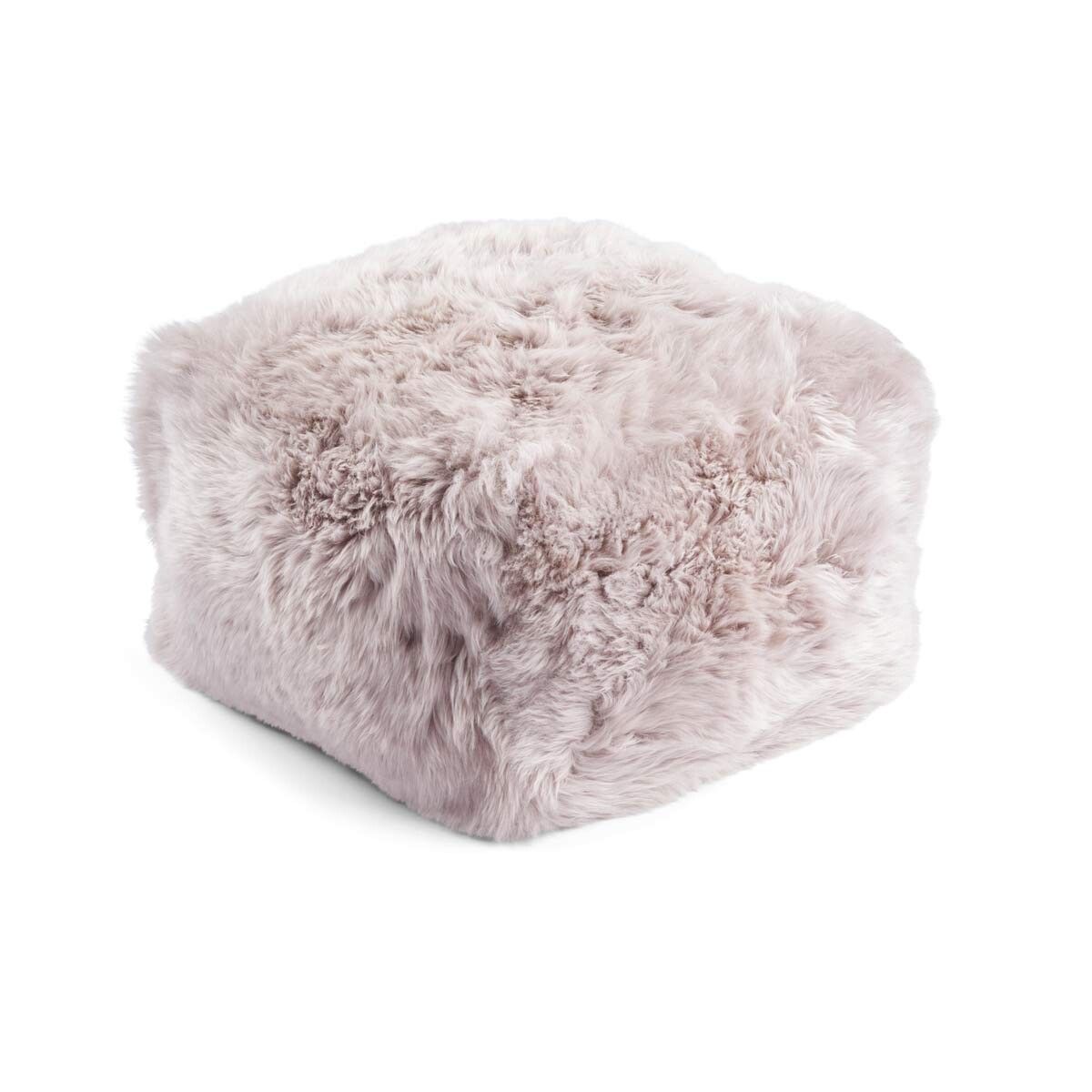 Firkantet puf | Langhåret | New Zealand | Læderbagside