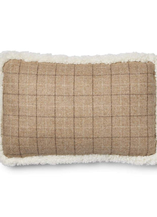 Checked Collection | Uldpude | Korthåret | Dobbeltsidet | 52x52 cm | 34x52 cm Havregryn-Beige/Hvid
