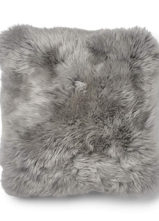 Lammeskindspude | Langhåret | 52x52 cm Grå / Lysegrå 