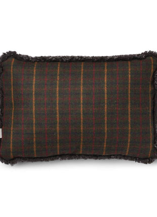 Pude af uld | Korthåret | 34x52 cm Tern Mørkegrøn / Cappucino