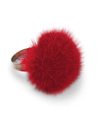 Ring Pom Pom Orangerød
