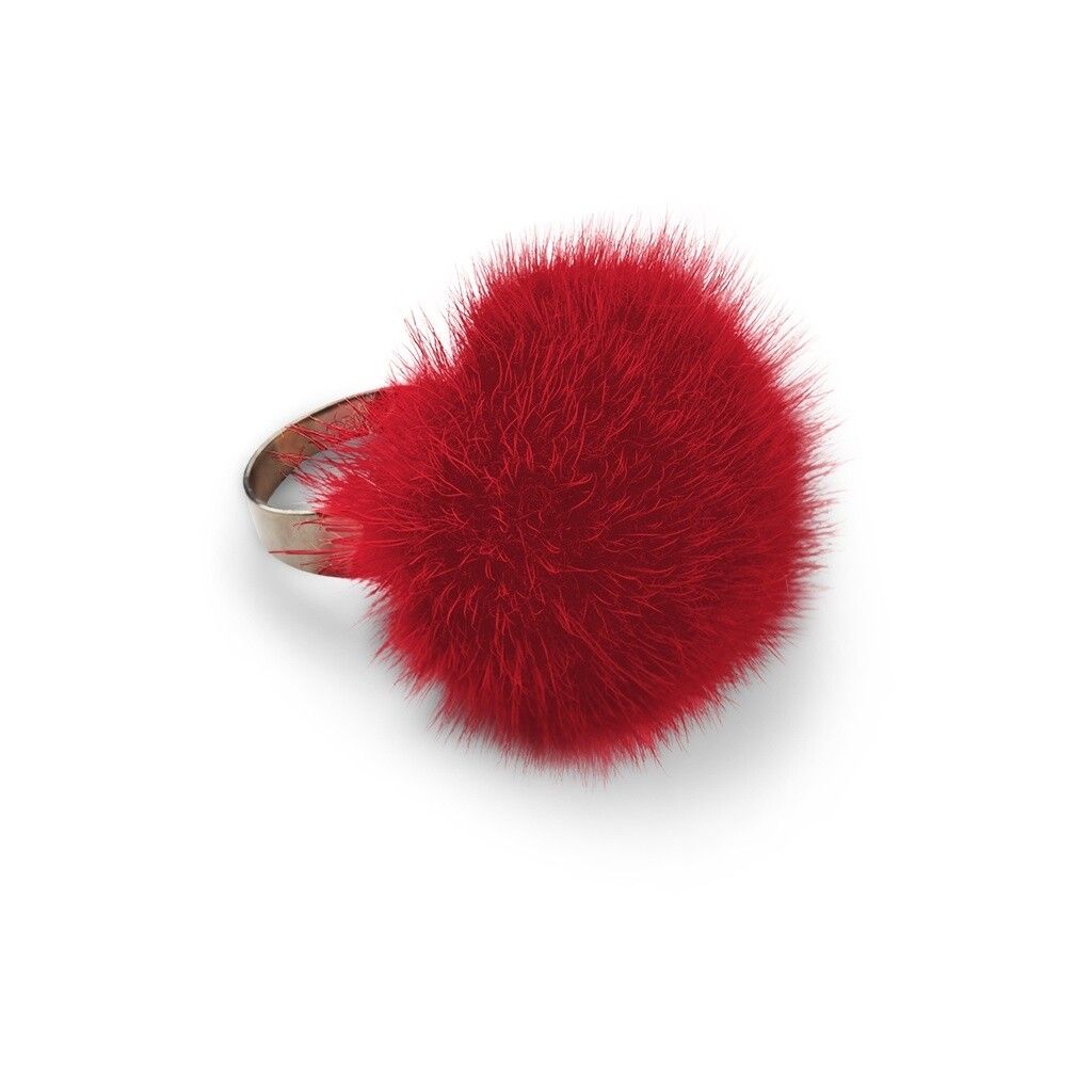 Ring Pom Pom Orangerød