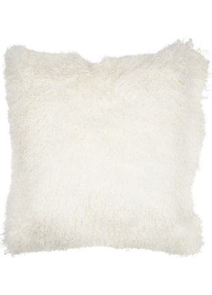 Lammeskindspude | Krøllet | Tibet | 50x50 cm Hvid