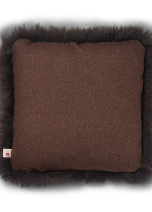 Lammeskindspude | Langhåret | 52x52 cm Brun / Valnød Brun