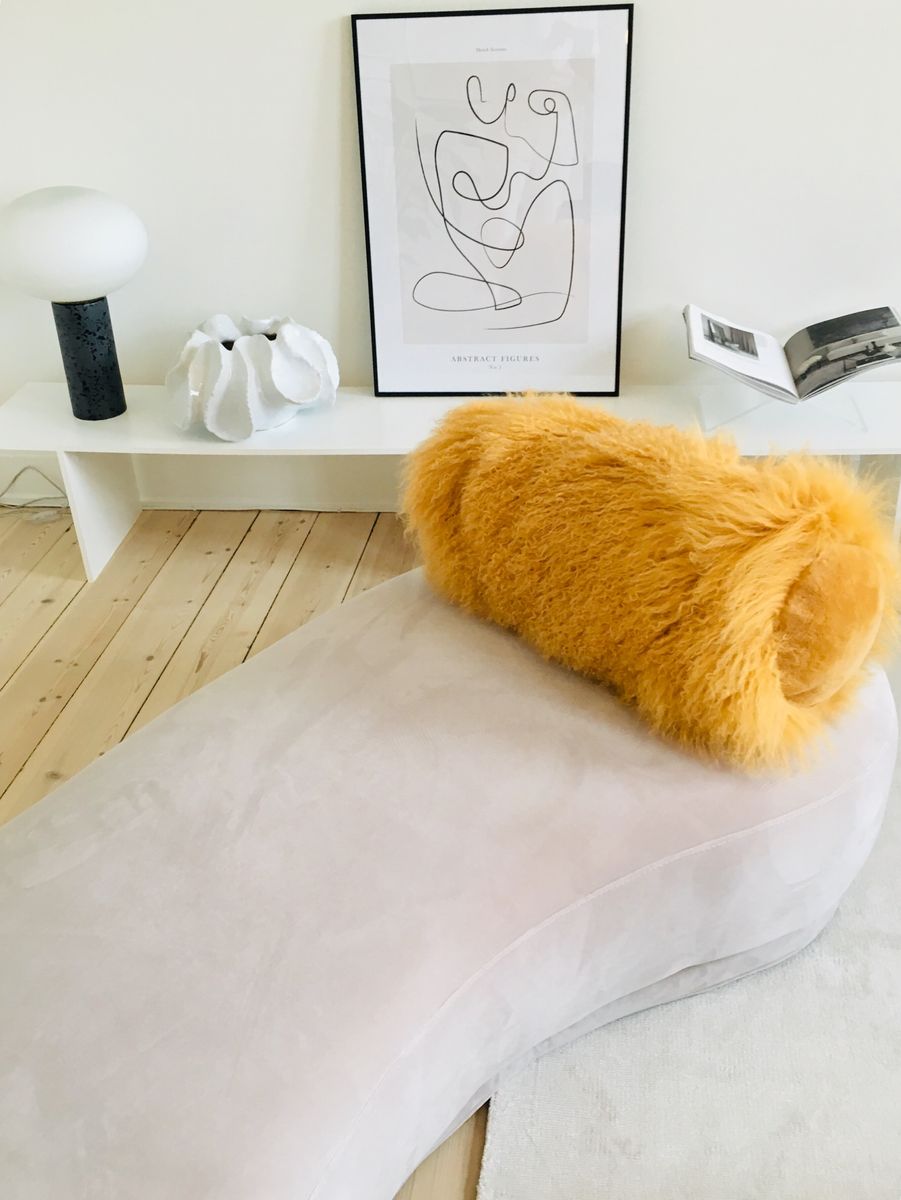 Bolsterpude | Krøllet | Tibet | Ø20xL52 cm  Gul