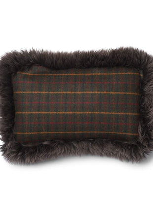 Dobbeltsidet pude | Langhåret | 34x52 cm Tern Mørkegrøn / Valnød