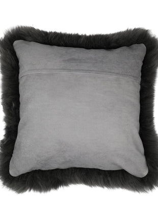 Lammeskindspude | Langhåret | New Zealand |  50x50 cm Mørkegrå