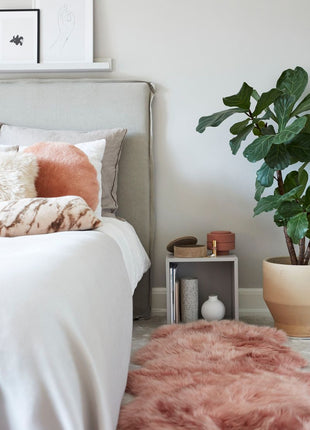 Lammeskindspude | Velvet | Moccasin | Ø45 cm | Ø62 cm Vintage Rosa