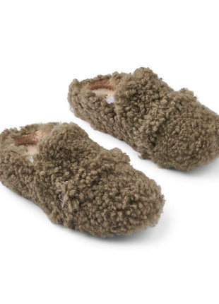 Fluffy Curly Slippers Mørkegrøn