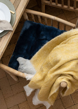 Uldtæppe | Mohair | 130x170 cm Sennep